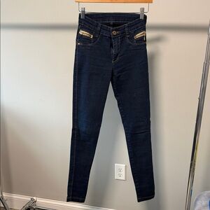 Navy Skinny Jeans with Gold Details